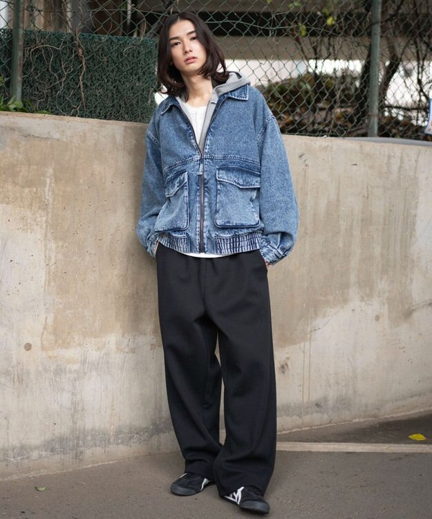 WEGO 【ユニセックス着用ITEM/MLサイズ展開】フライトジャケット デニム中濃加工色