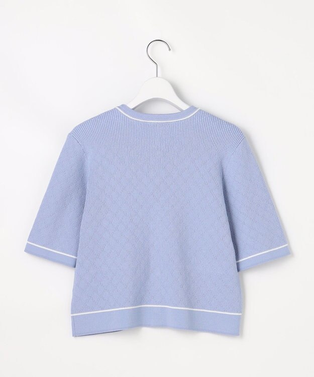 ANY SIS バイカラーニット カーディガン ライトブルー×オフ