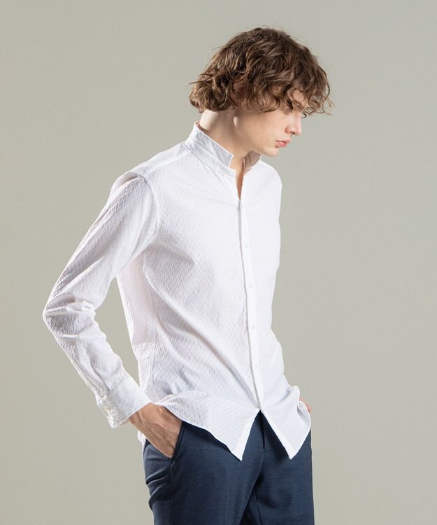 JOSEPH HOMME アロージャガードストレッチ ウイングカラーシャツ ホワイト系