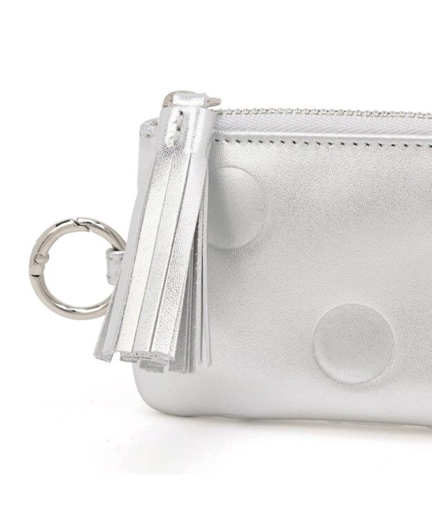 UNBILLION ペルケ perche / ドット型押し・ジャバラカマルチケース シルバー