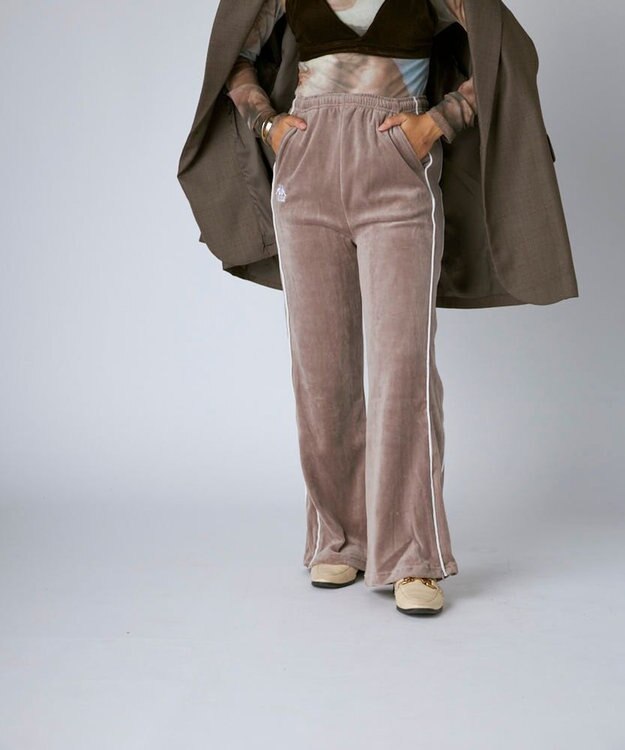 OP／FILA 【Kappa】ボックスシルエット ベロアトラックパンツ グレー