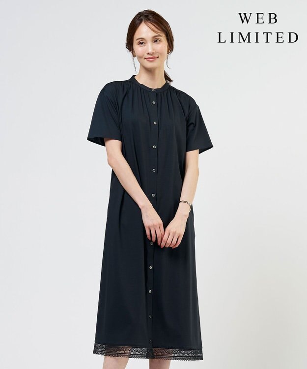 J.PRESS LADIES L 【WEB限定】プレーティングジャージー ワンピース ダークネイビー系