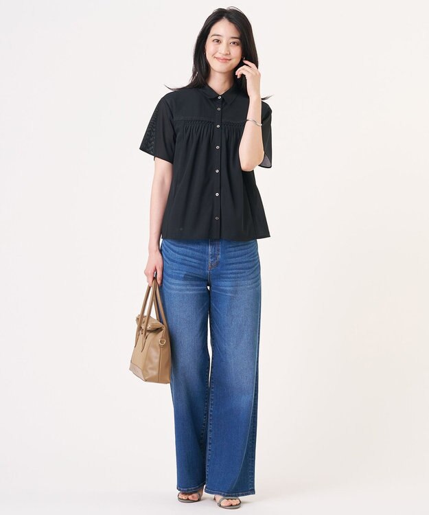 J.PRESS LADIES L シアードライトリコット シャツライク カットソー ダークネイビー系