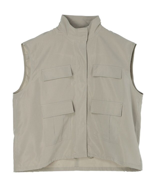 earth music&ecology ミリタリースタンドカラーベスト Light Khaki