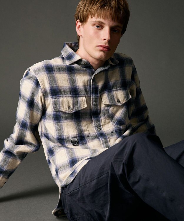 JOSEPH ABBOUD MOUNTAIN 【大人の山シャツ】メランジチェックシャツ アイボリー系4