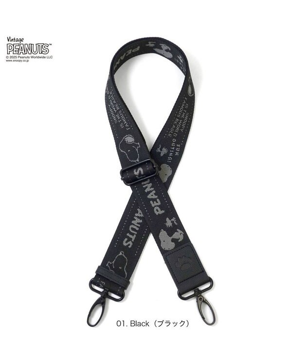 ROOTOTE 0695【直営店限定：スヌーピー】IP.WR.ストラップ.ピーナッツ-RTG 01：ブラック