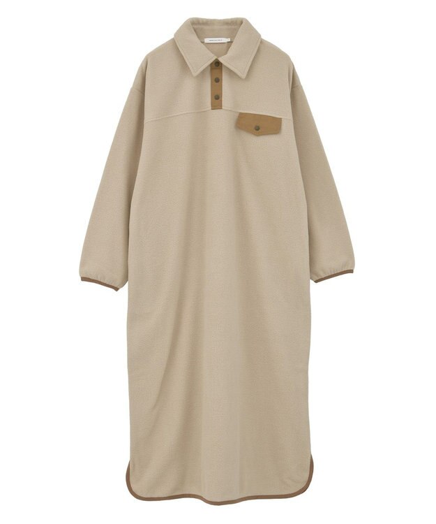 AMERICAN HOLIC ハーフスナップフリースワンピース Beige