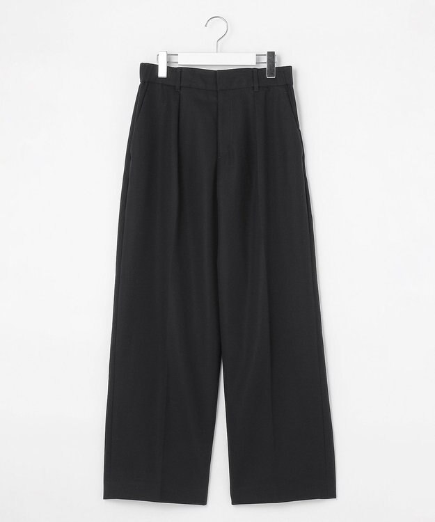 自由区 L 【洗える】コットンダブルクロスストレート パンツ ブラック