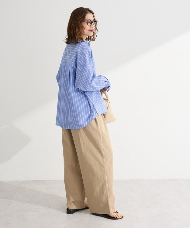 Green Parks 綿麻混シャツ Sax