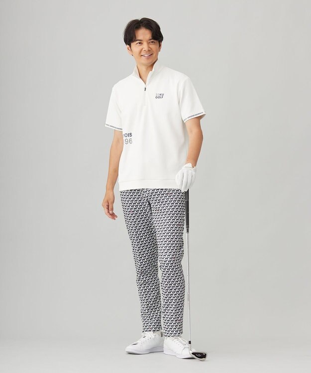 23区GOLF 【MEN】【吸水速乾/UVカット】ストレッチダンボールモックネックシャツ ホワイト系