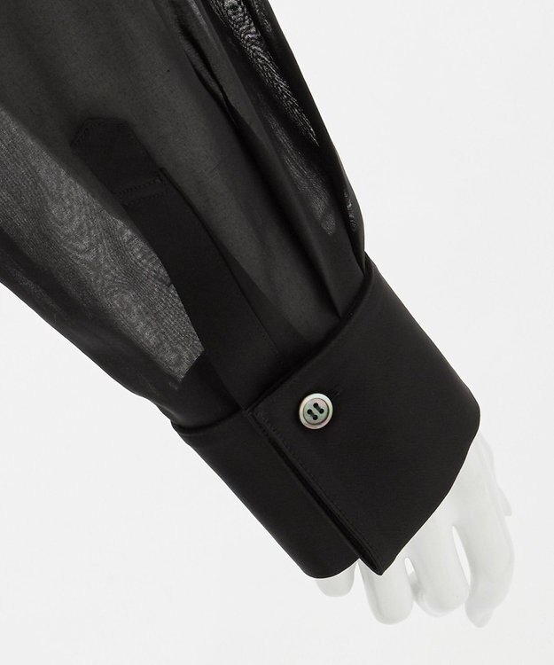 23区 L 【エステータ】コットンオーガンジー ドレスシャツ ブラック系