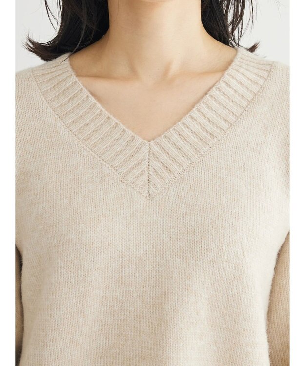Green Parks ＭｉｘカラーＶネックニットプルオーバー Light Beige