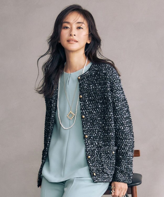 自由区 ビジュースクエアブローチ ネックレス ゴールド系