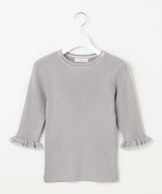 Feroux シアートリム リブニット ライトグレー系