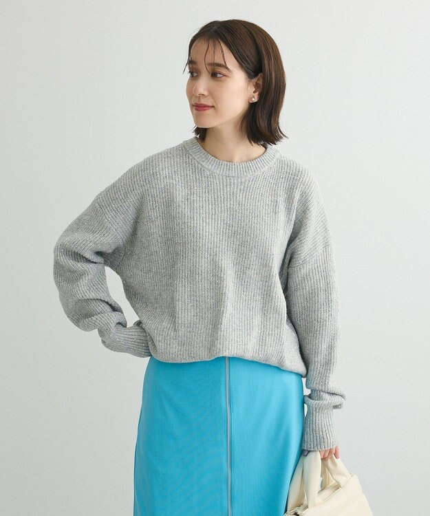 Green Parks ・Ｐｅｔｉｔ　Ｆｌｅｕｒ　ラメ＆スパンコールニット Gray