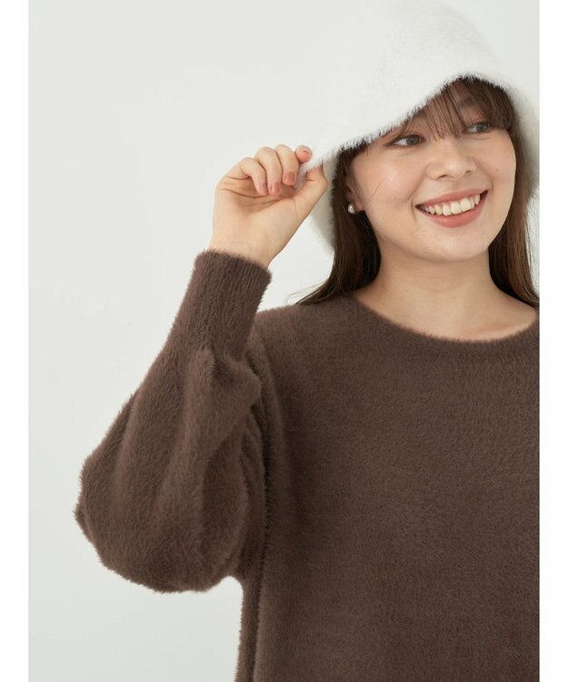 earth music&ecology ミニシャギーチュニック Brown