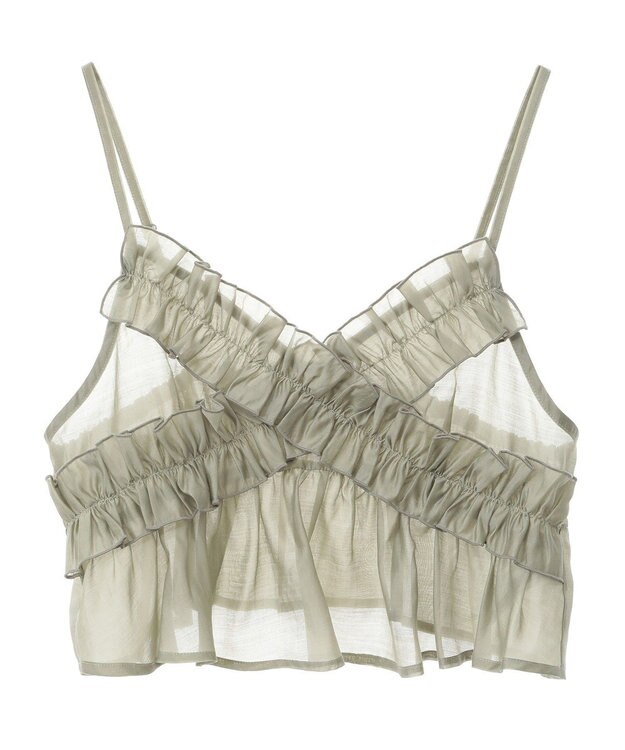 Green Parks ＳＥＴ２点フリルビスチェ＋シャツチュニック Light Green