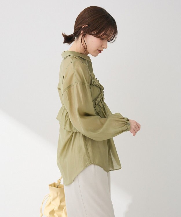 Green Parks ＳＥＴ２点フリルビスチェ＋シャツチュニック Light Green
