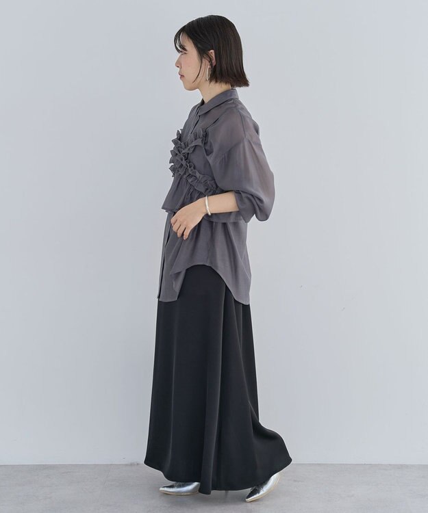 Green Parks ＳＥＴ２点フリルビスチェ＋シャツチュニック Charcoal Gray