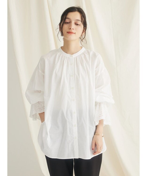 CRAFT STANDARD BOUTIQUE スカラレース袖ブラウス Off White