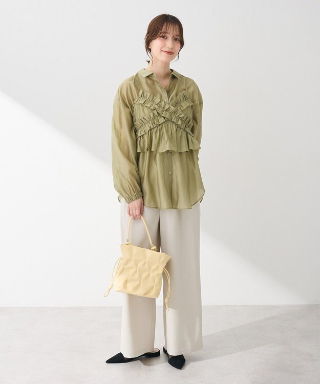 Green Parks ＳＥＴ２点フリルビスチェ＋シャツチュニック Light Green