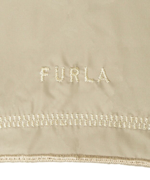 MOONBAT FURLA 晴雨兼用日傘 折りたたみ傘 ジッパー刺繍 ／遮光 遮熱 UV グレージュ