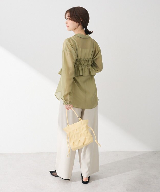 Green Parks ＳＥＴ２点フリルビスチェ＋シャツチュニック Light Green