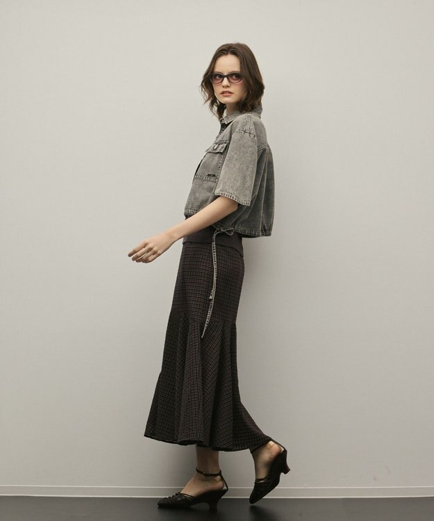 GRACE CONTINENTAL チェックマーメイドスカート ブラウン