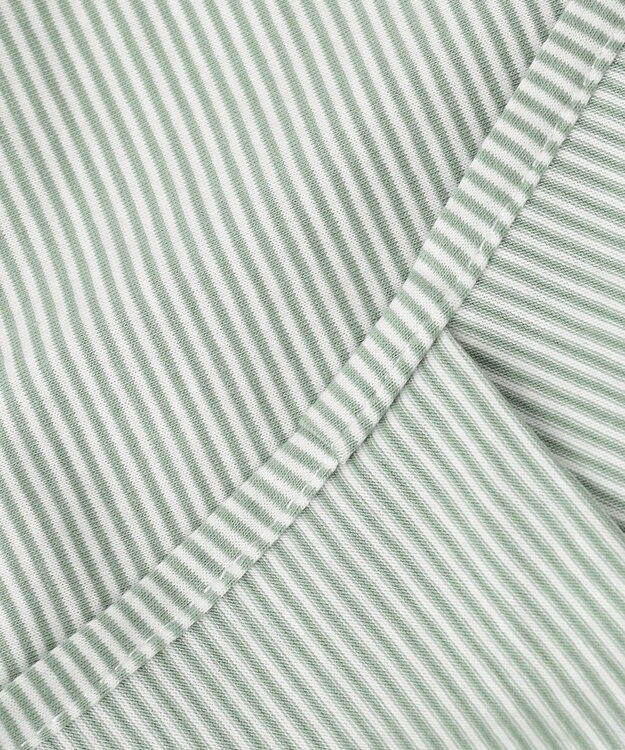 ANY SIS 【洗える】シルケットスキッパー ブラウス グリーンストライプ