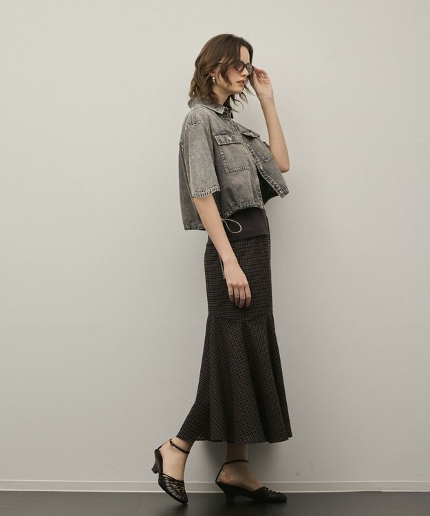 GRACE CONTINENTAL チェックマーメイドスカート ブラウン