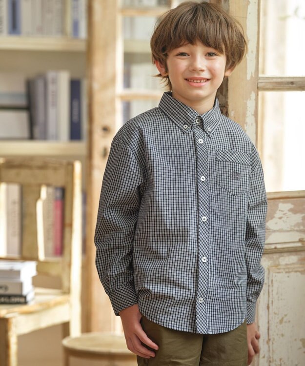 J.PRESS KIDS 【110-130cm】オックス チェックシャツ ネイビー系3