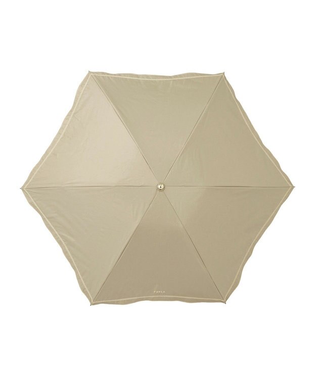 MOONBAT FURLA 晴雨兼用日傘 折りたたみ傘 ジッパー刺繍 ／遮光 遮熱 UV グレージュ