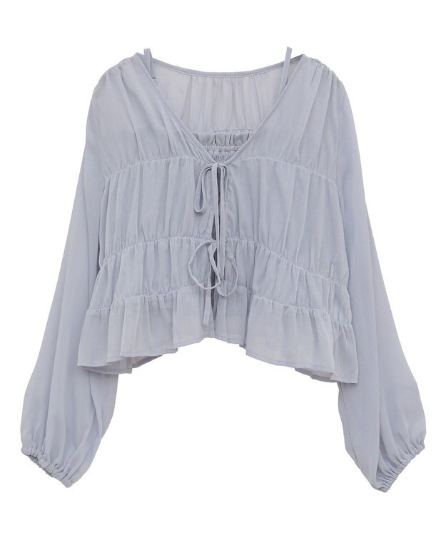 earth music&ecology ＳＥＴ２点シアーシャーリングブラウス＋インナー Blue