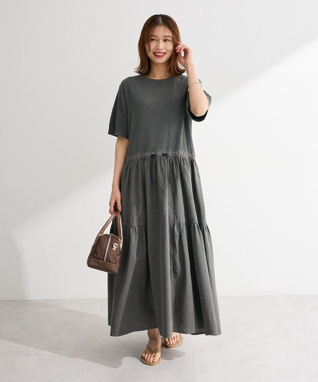 Green Parks ドロストピグメントドッキングワンピース Gray