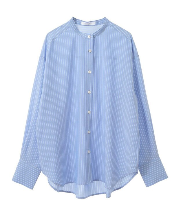 Green Parks バンドカラーストライプシャツ Stripe Blue