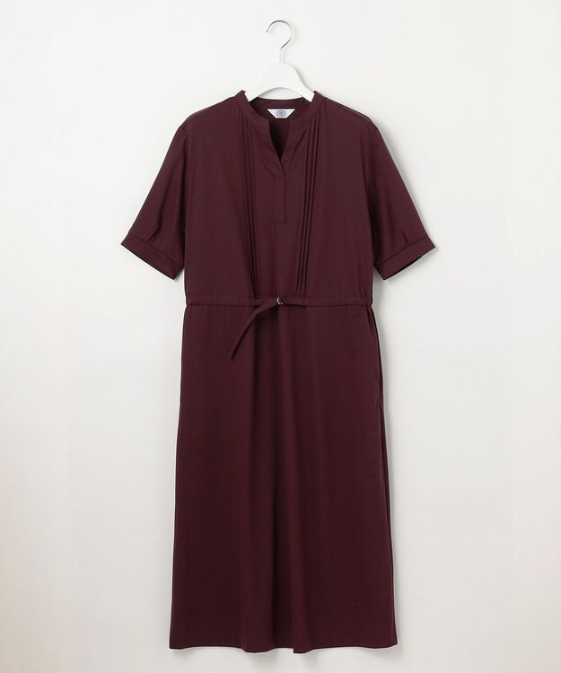 J.PRESS LADIES L 【接触冷感・洗える】プレーティングジャージー ワンピース ボルドー系