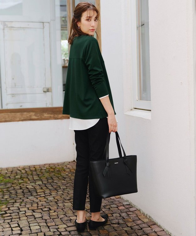 Tiaclasse 【洗える】キーネックカットソートップス グリーン