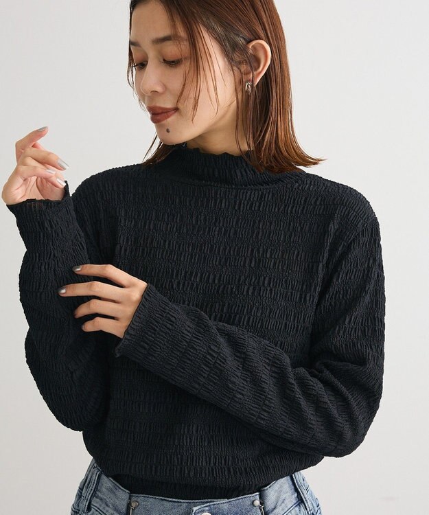 Green Parks ・Ｐｅｔｉｔ　Ｆｌｅｕｒ　ジャガードハイネックロンＴ Black