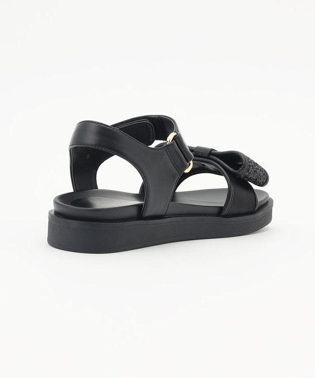 TOCCA GLITTER RIBBON FLAT SANDALS サンダル ブラック系