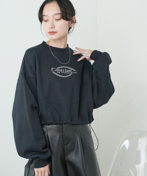 WEGO 裏起毛ドロストショートスウェット ブラック