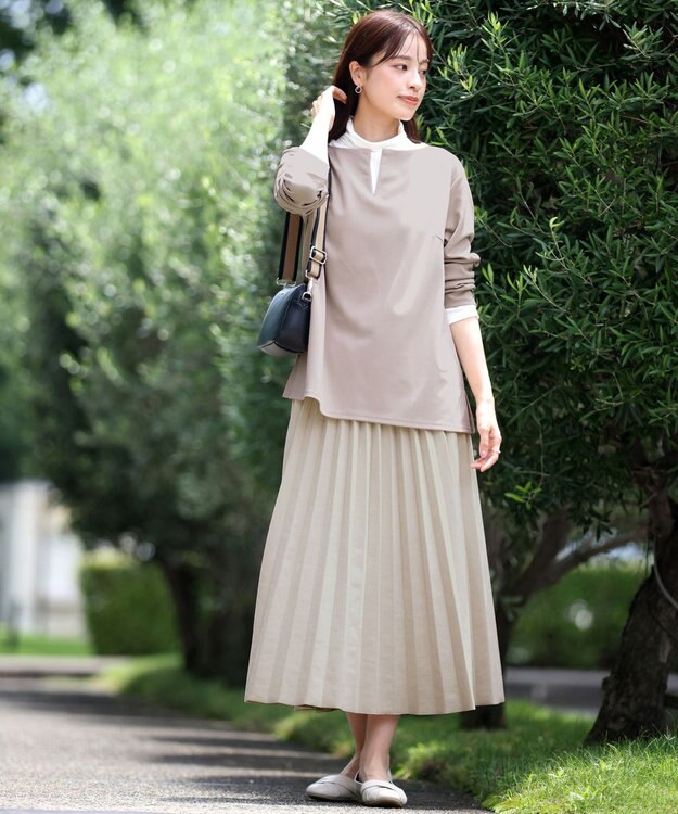 Tiaclasse 【洗える】キーネックカットソートップス グレージュ