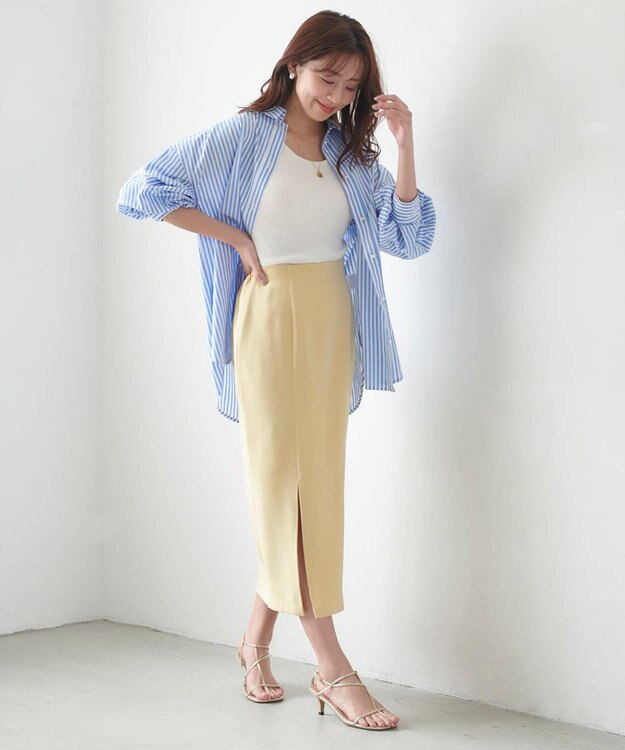 Feroux カップ付きリブ タンクトップ アイボリー系