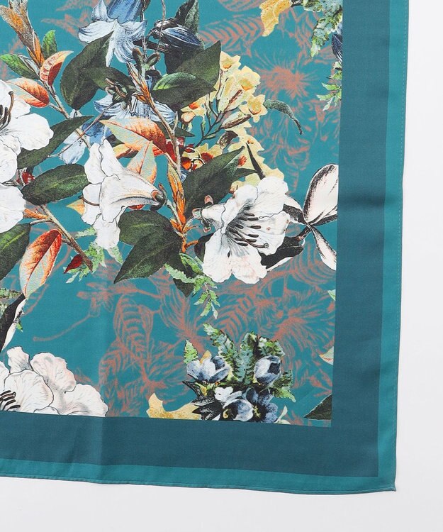 自由区 ボタニカルプリント スカーフ グリーン系