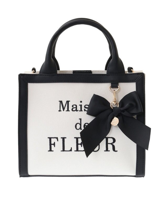 Maison de FLEUR ロゴ刺繍キャンバス2Wayトートバッグ Black