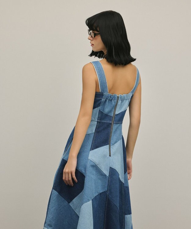 GRACE CONTINENTAL パッチワークデニムワンピース マルチ