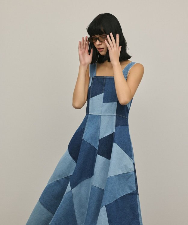 GRACE CONTINENTAL パッチワークデニムワンピース マルチ