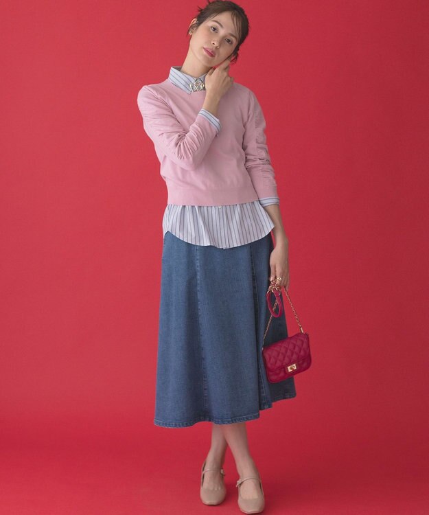 組曲 ライトデニム フレアスカート ライトインディゴ系