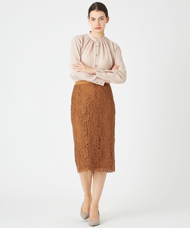 BEIGE， 【S-size】STOW / バンドカラーブラウス Nude