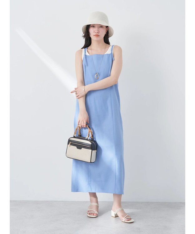 earth music&ecology リサイクルポリエステルブレンドキャミワンピース Sax