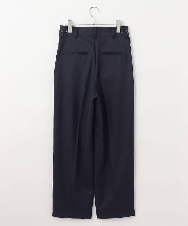 #Newans ウエスト調整可ワイドパンツ ネイビー